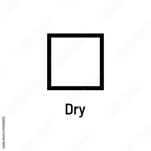 Laundry icon with text isolated on white background. Dry symbol. Washing sign.
