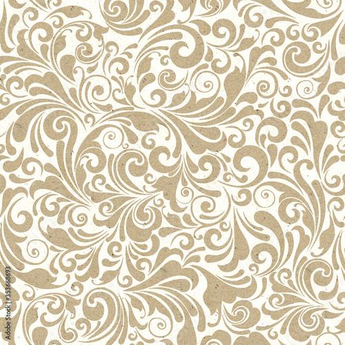 Seamless ornate baroque beige color pattern