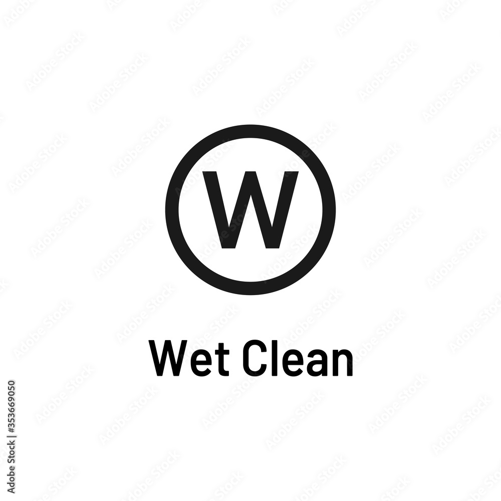 Laundry icon with text isolated on white background. Wet clean symbol. Washing sign. Laundry icon with text isolated on white background. Wet clean symbol. Washing sign.
