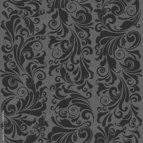 Seamless ornate baroque gray color pattern