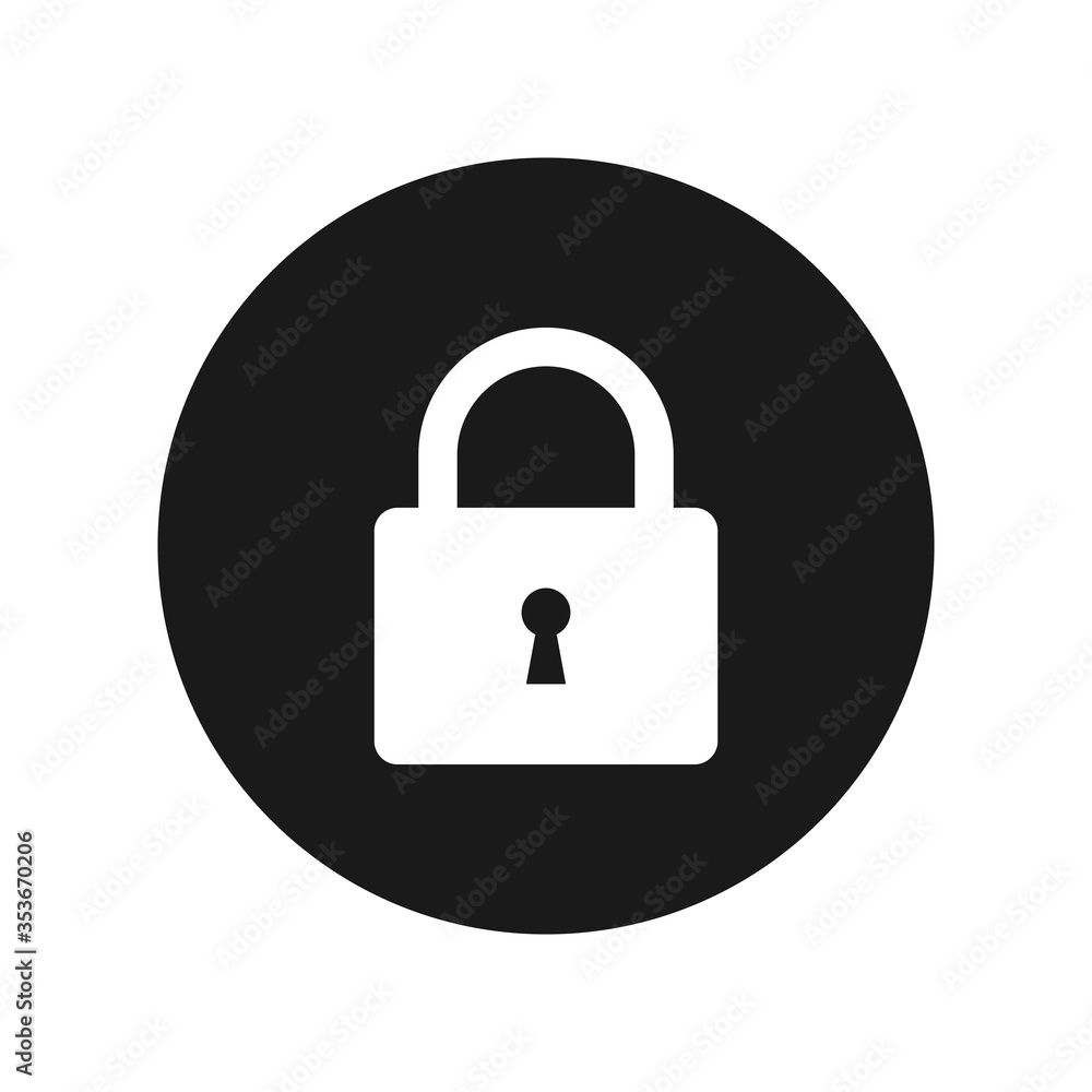 Flat padlock vector icon isolated on white background. Lock icon. Flat padlock vector icon isolated on white background. Lock icon.