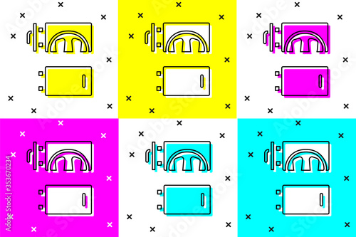 Set Crematorium icon isolated on color background. Vector.