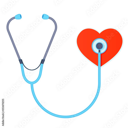 Premium Vector, Medical tool stethoscope isolated on white with heart  symbol