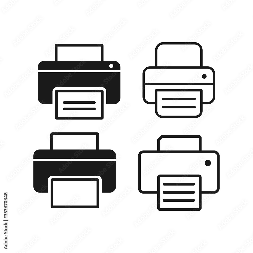 Printer set flat vector icon. Fax icon isolated on white background. 