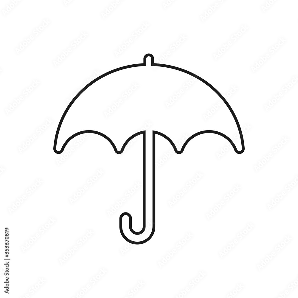 Umbrella flat outline vector icon isolated on white background. Umbrella flat outline vector icon isolated on white background.