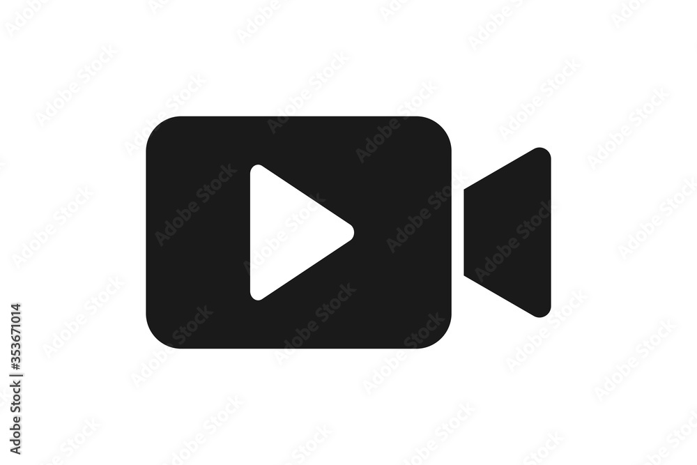 Video icon. Video camera vector. Player symbol. Video symbol logo. Video icon. Video camera vector. Player symbol. Video symbol logo.