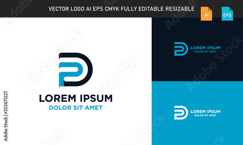 creative modern line d p letter logo design template 2020