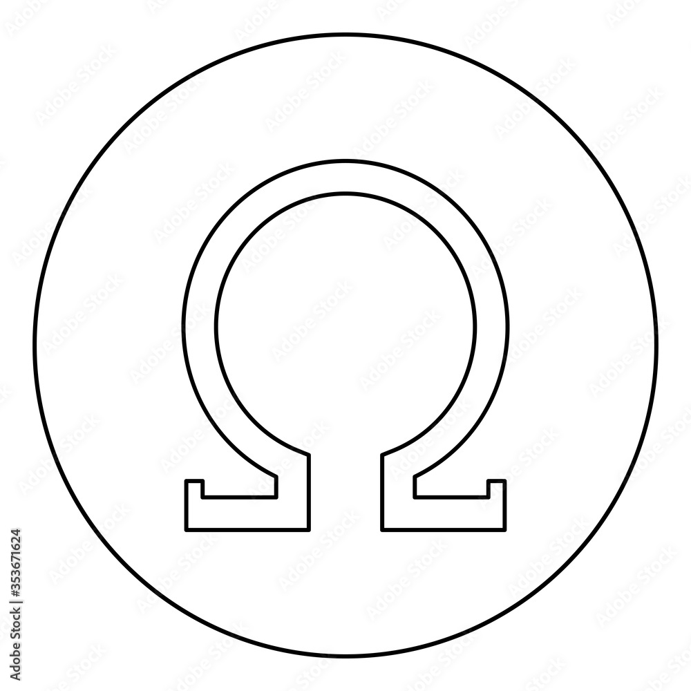 Omega greek symbol capital letter uppercase font icon in circle round ...