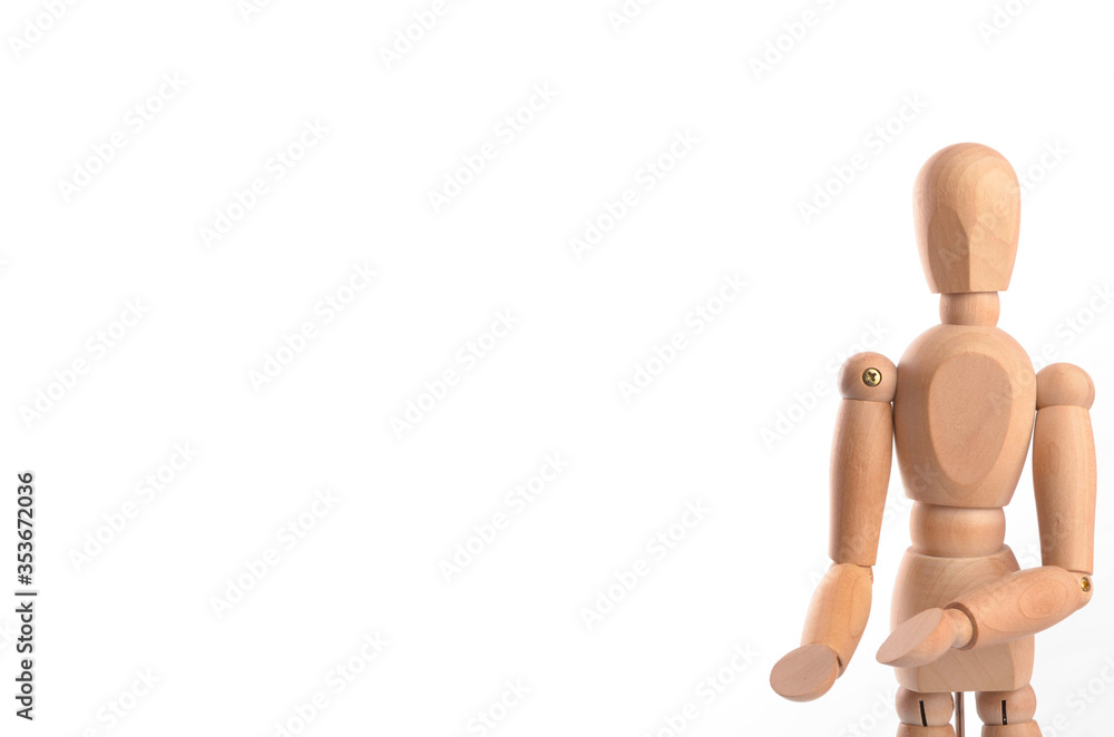Wooden figure mannequin posing in action isolated on white background. Wooden figure mannequin posing in action isolated on white background.