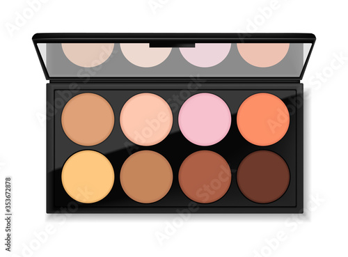 Realistic eye shadow package, make up packaging palette, 3d cosmetics elegant design, vector