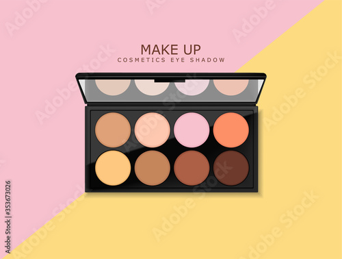 Realistic eye shadow package, make up packaging palette, 3d cosmetics elegant design, graphic banner vector