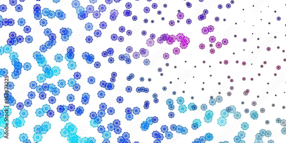 Light Pink, Blue vector layout with beautiful snowflakes. Light Pink, Blue vector layout with beautiful snowflakes.