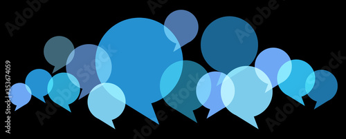 multicolored speech bubbles row