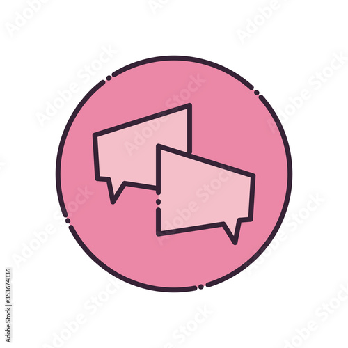 Rectangles communication bubbles fill style icon vector design