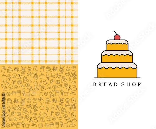 Bakery shop elements, isolated icons, sweet shop, pattern set, vector outline icon collection