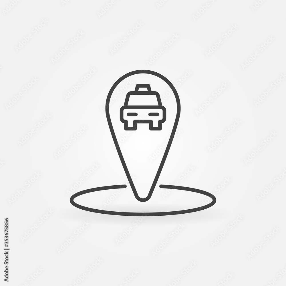 Taxi Map Pointer or Pin vector concept icon in thin line style Taxi Map Pointer or Pin vector concept icon in thin line style