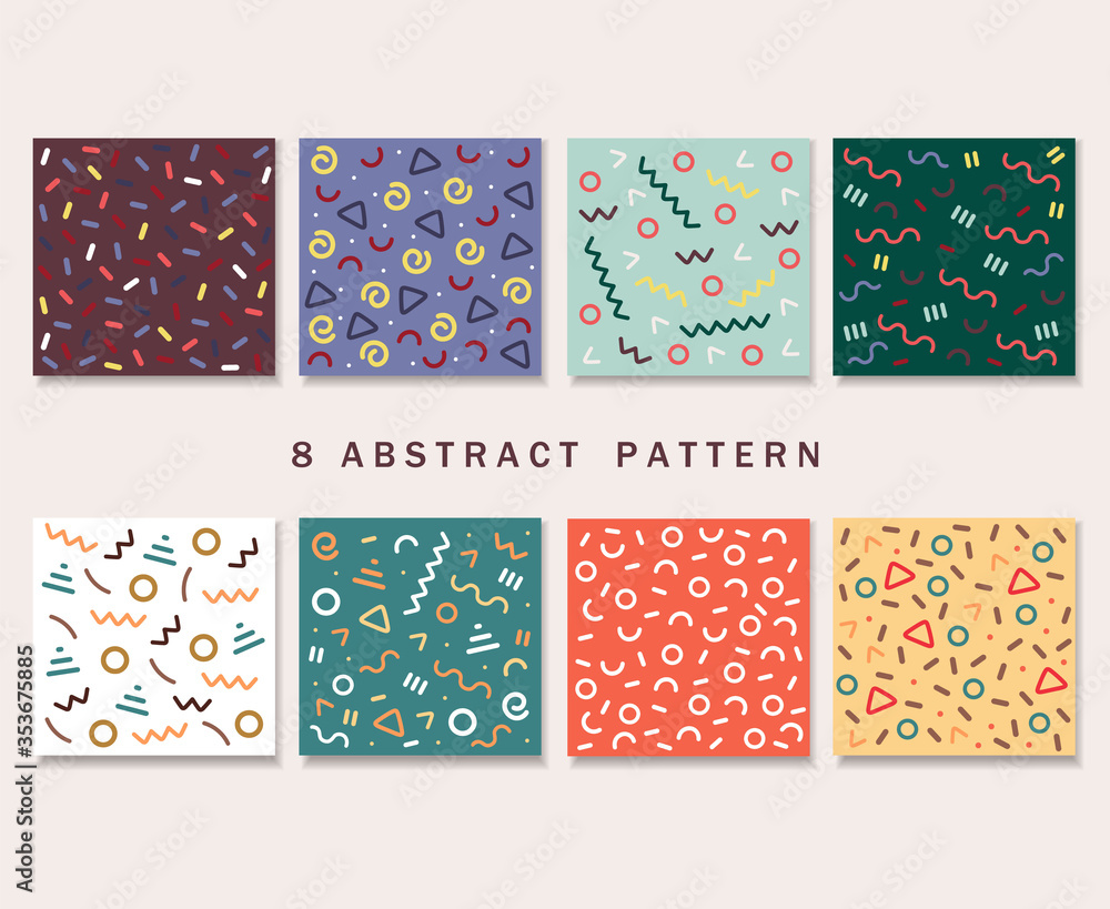 Abstract patterns for fashion design, branding, web images, packaging, decor, geometric forme collection, vector