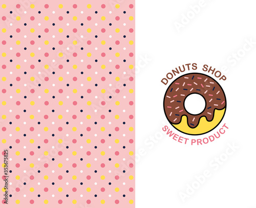 Donuts shop elements, isolated patterns collection, sweet shop, pattern set, vector colored logo