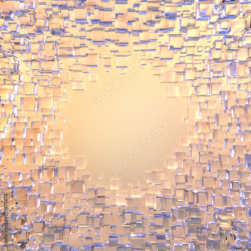 3D Quadrate Tapete - Fototapete 3d glass cubes yellow background