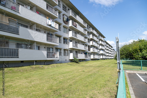 春日部市にある団地の風景　埼玉県春日部市　日本