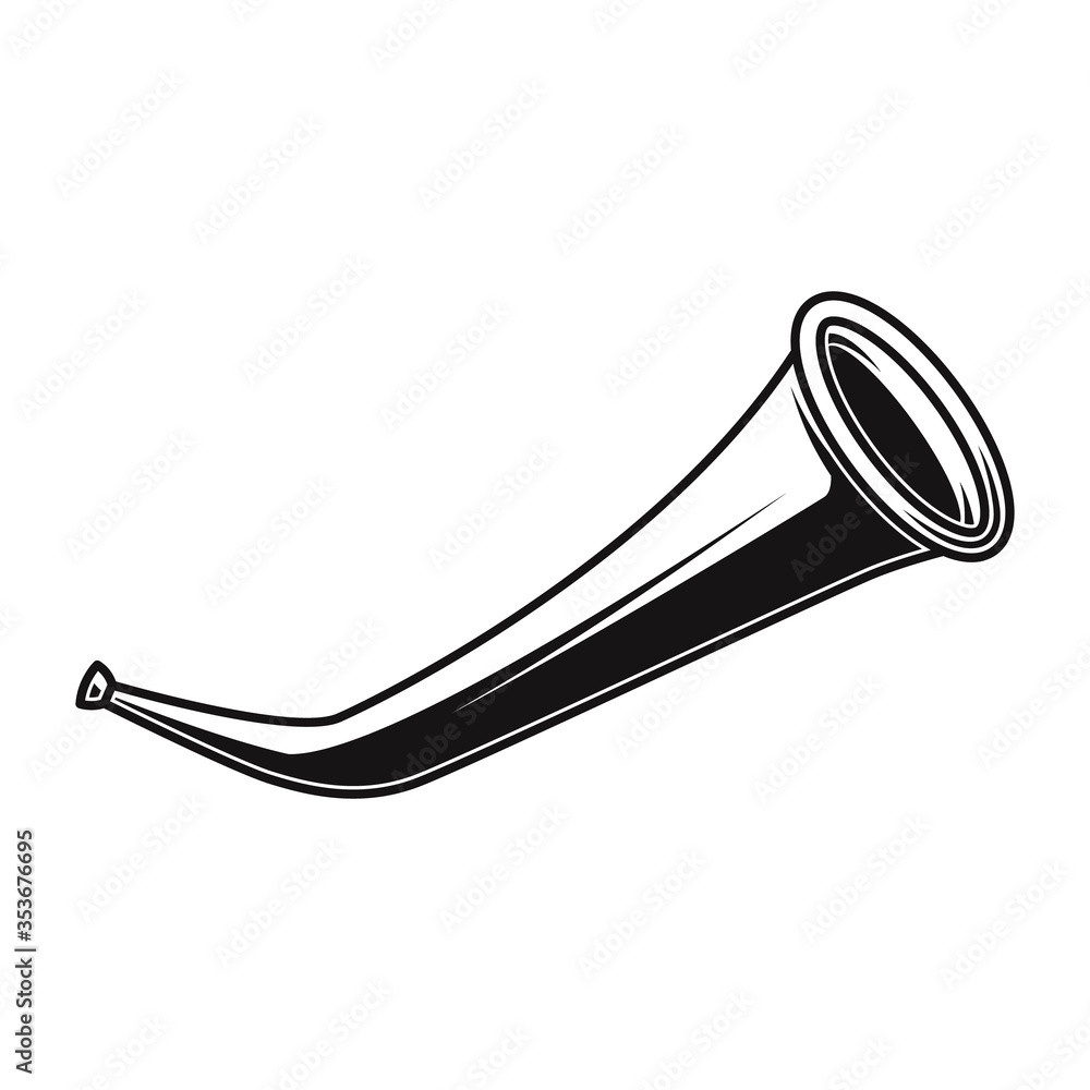 Fototapeta premium Illustration of hunting horn. Design element for logo, label, sign, poster, t shirt.