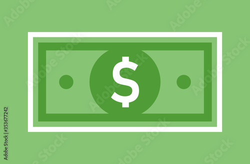 Flat vector dollar banknote, icon.