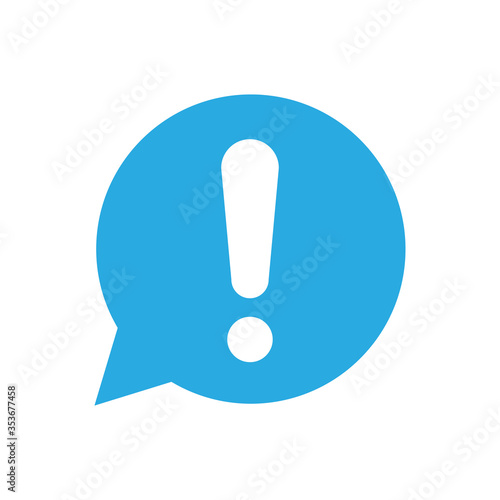 Blue exclamation mark icon. Hazard warning symbol.