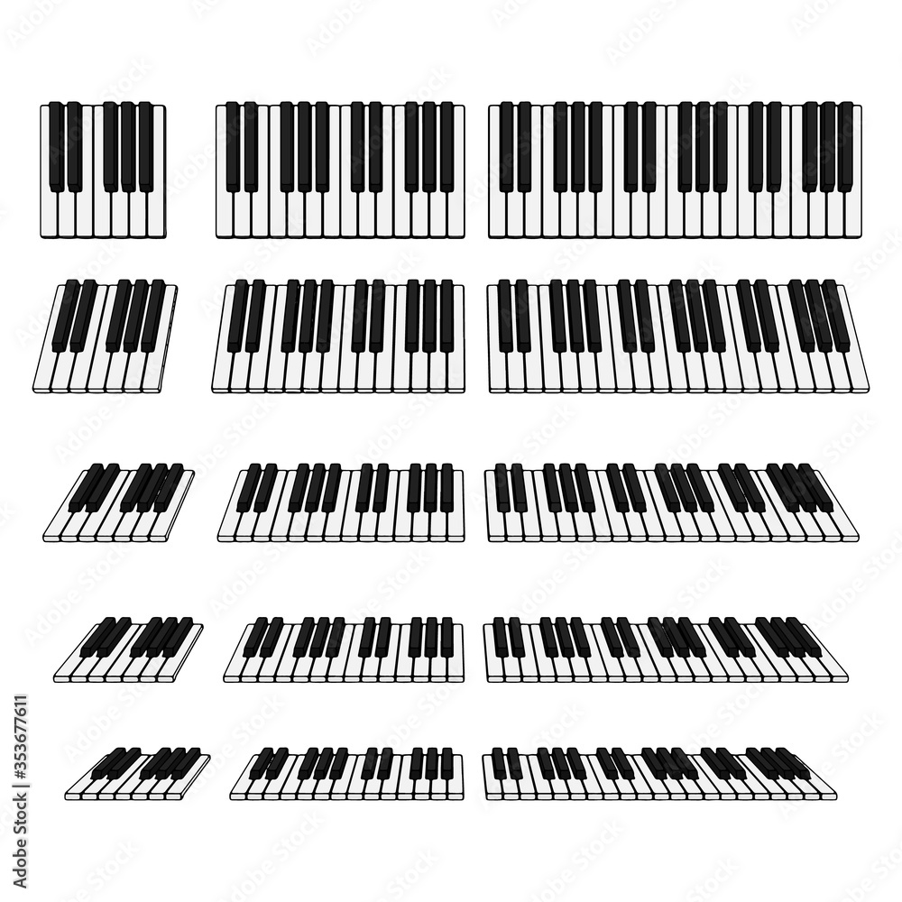 Fototapeta premium Isolated piano keyboard set. Vector illustration.