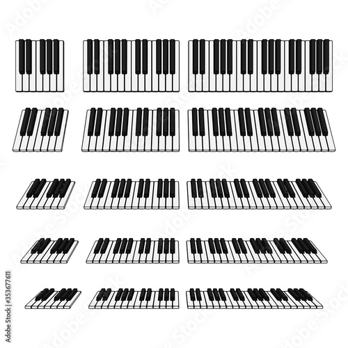 Isolated piano keyboard set. Vector illustration.