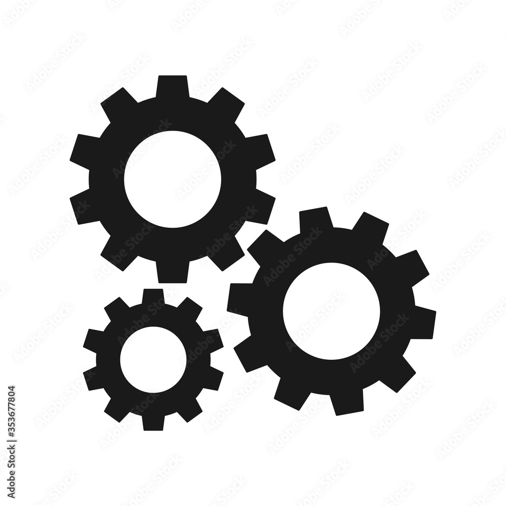 Gears icon flat vector. Settings icon. Gears icon flat vector. Settings icon.