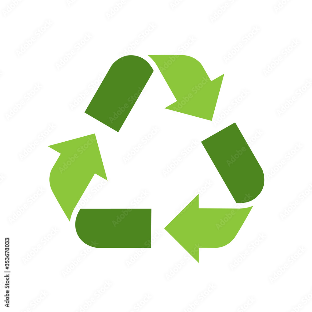 Green recycle sign. Green logo ecological concept vector illustration isolated on white background. Green recycle sign. Green logo ecological concept vector illustration isolated on white background.