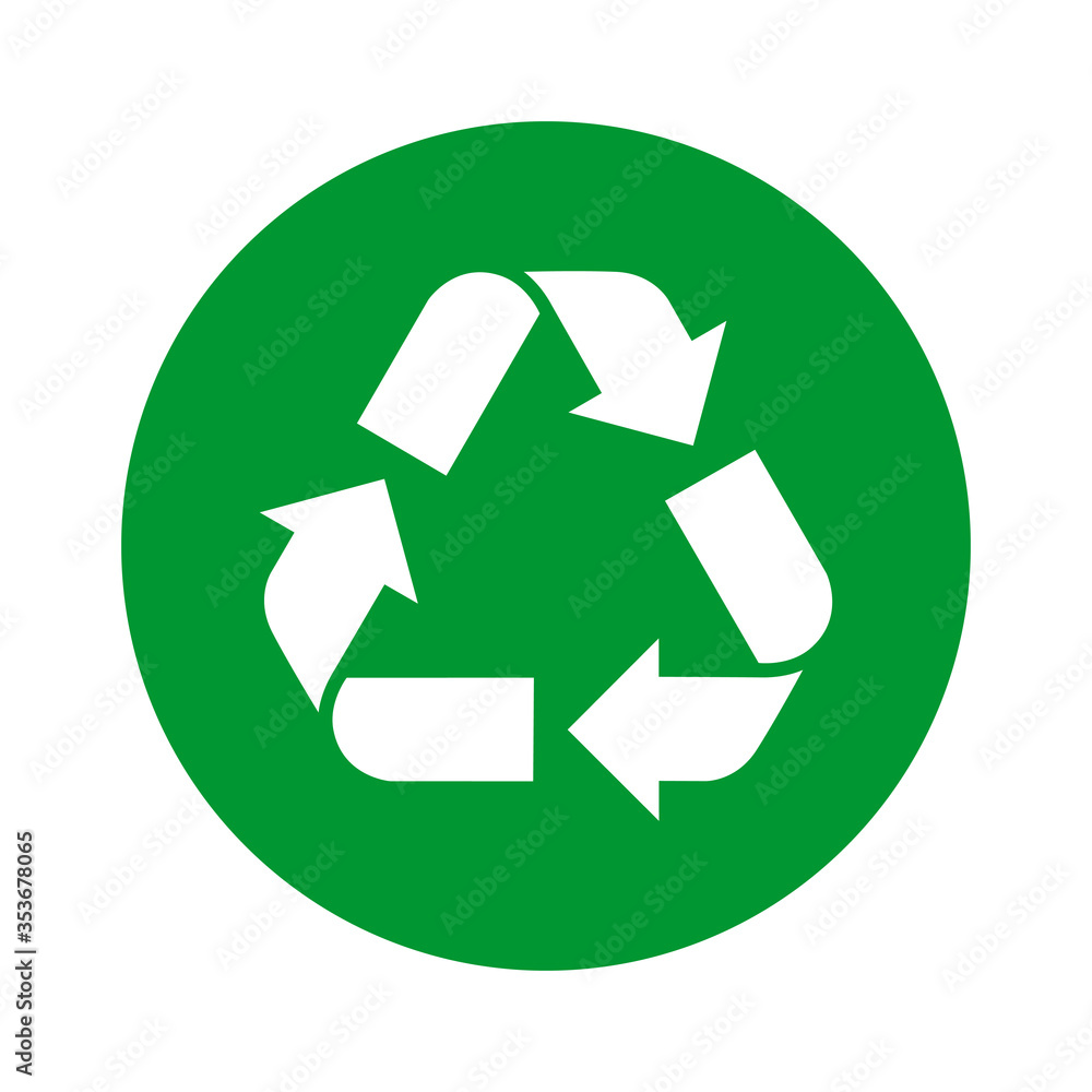 Green recycle sign. Green logo ecological concept vector illustration isolated on white background. Green recycle sign. Green logo ecological concept vector illustration isolated on white background.