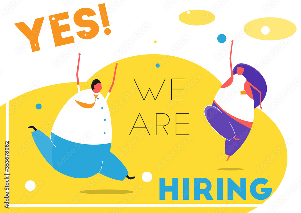 Naklejka premium We are hiring. Job vacancy announcement. Simplistic flat vector illustration.