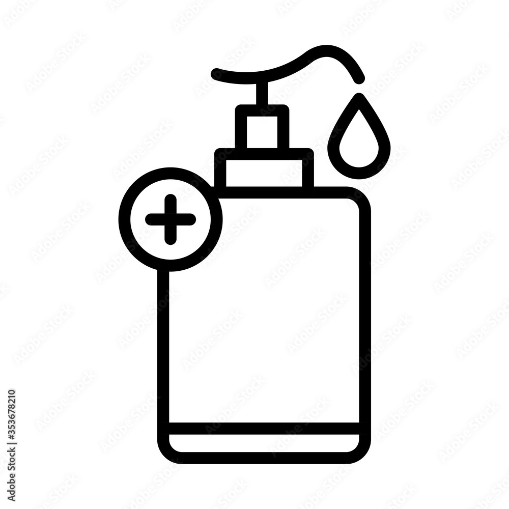 Fototapeta premium personal hand hygiene, antiseptic bottle disease prevention and health care line style icon