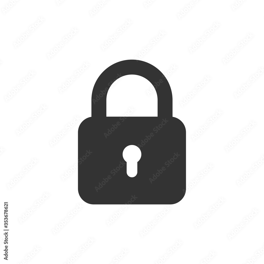 Flat padlock vector icon isolated on white background. Lock icon. Flat padlock vector icon isolated on white background. Lock icon.