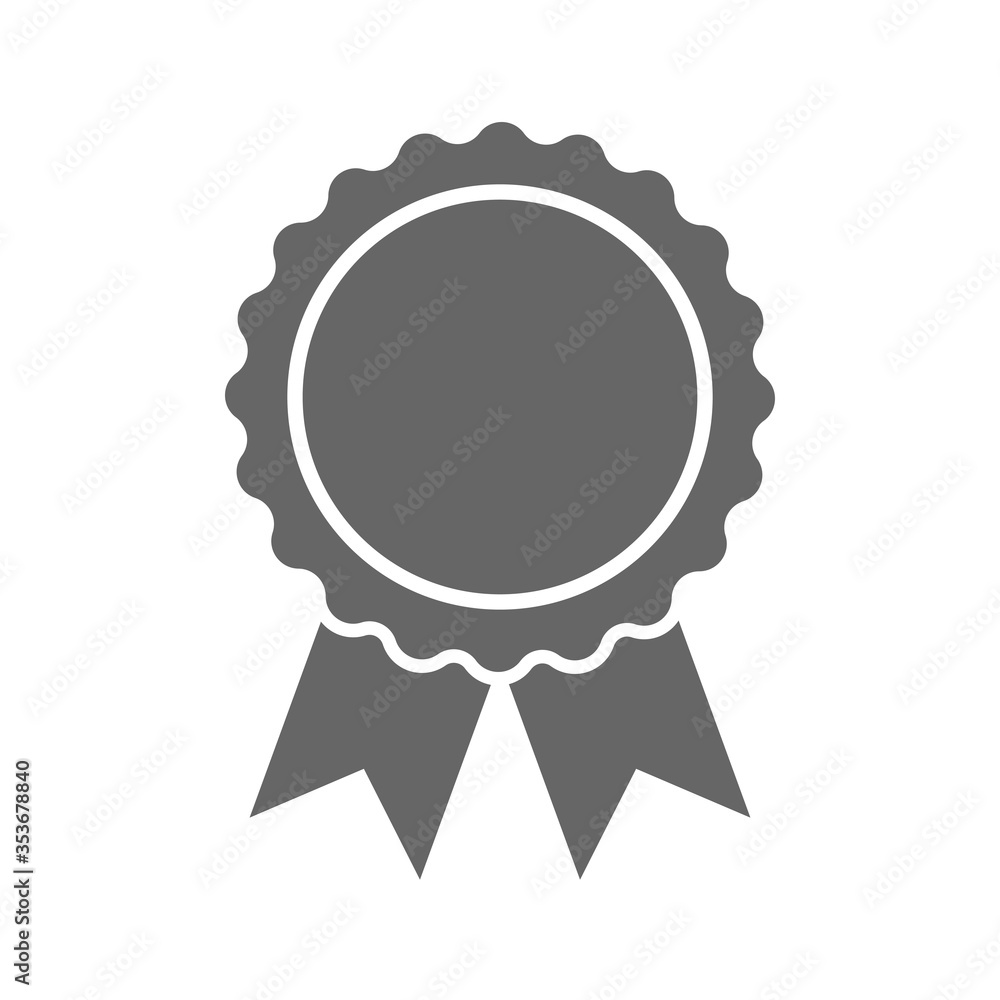 Vector medal flat icon isolated on white background. Certified medal icon in flat design. Vector illustration.