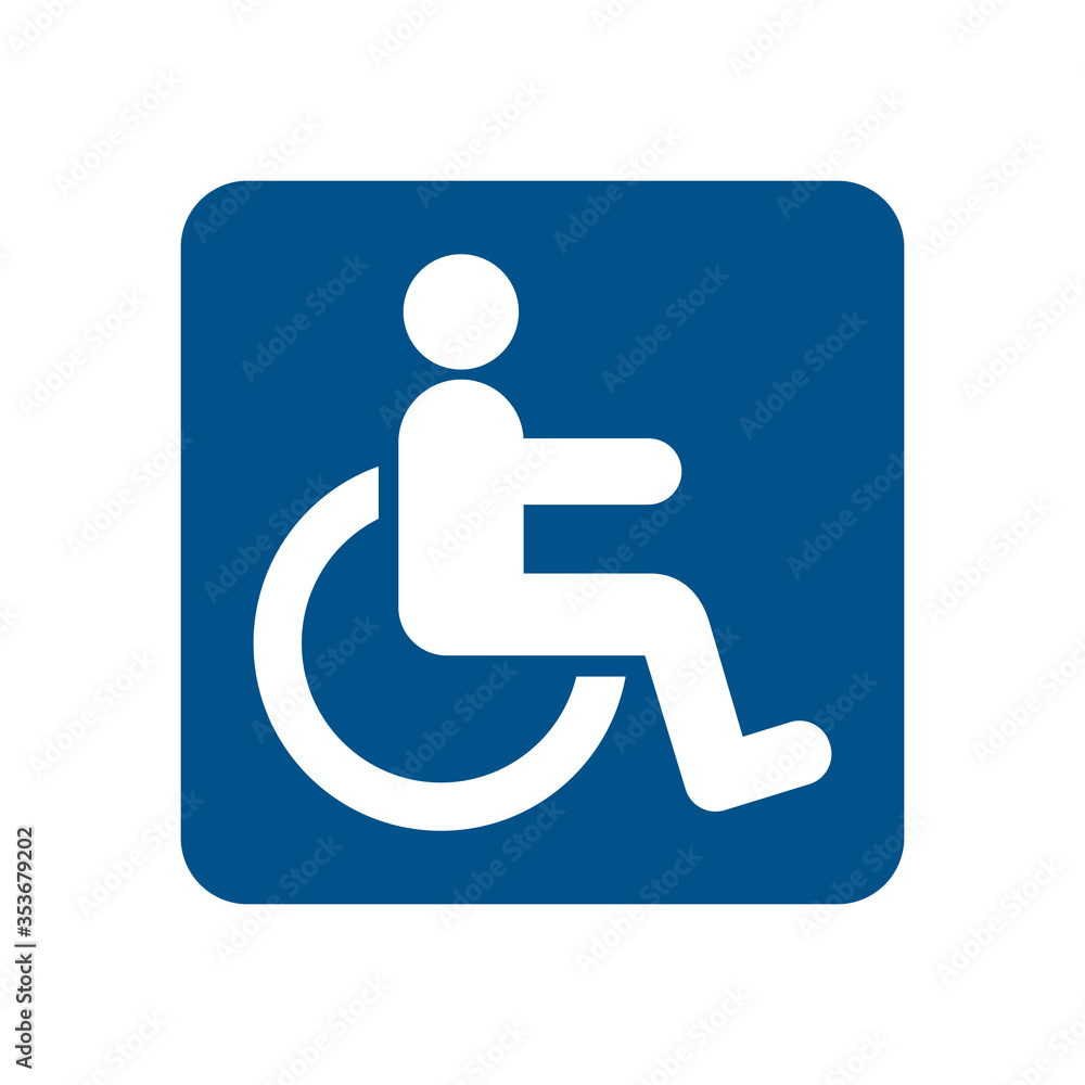 Disabled handicap vector icon. Disabled person sign. Mark disability. man on wheelchair vector icon. Disabled handicap vector icon. Disabled person sign. Mark disability. man on wheelchair vector icon.
