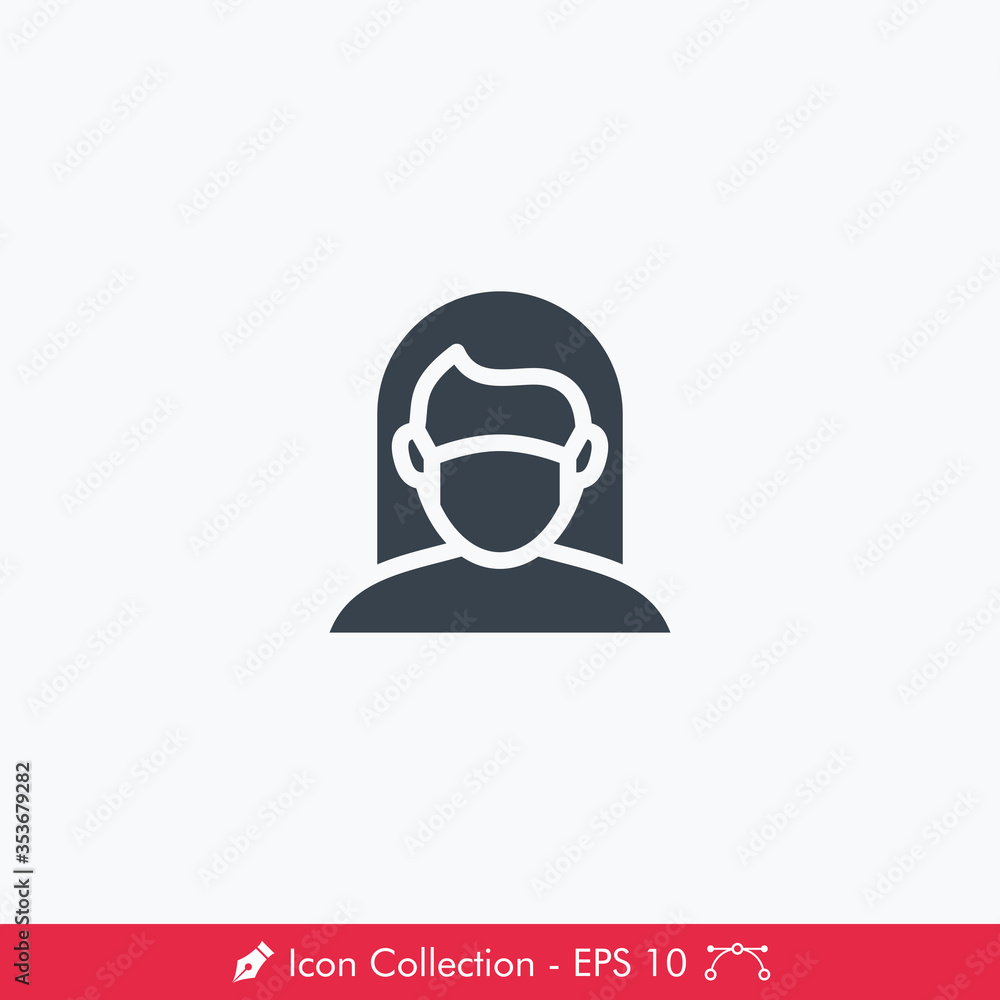 Face Mask Woman Icon / Vector