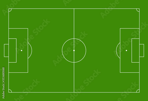 Football flat green field top view background. Soccer field background. Vector illustration.