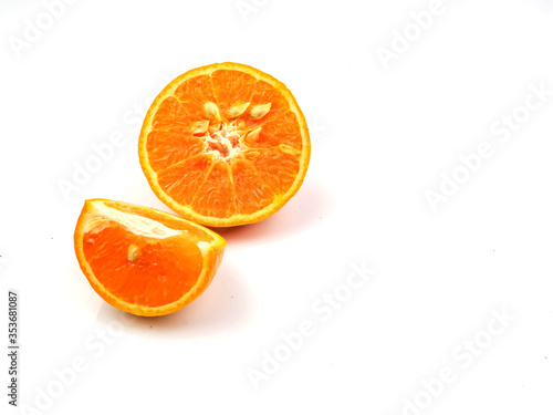Oranges  sliced fruit on a white background High in vitamin C and anti-oxidants