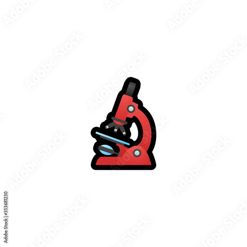 Microscope Vector Icon. Isolated Microbiology Cartoon Style Emoji, Emoticon  Illustration	