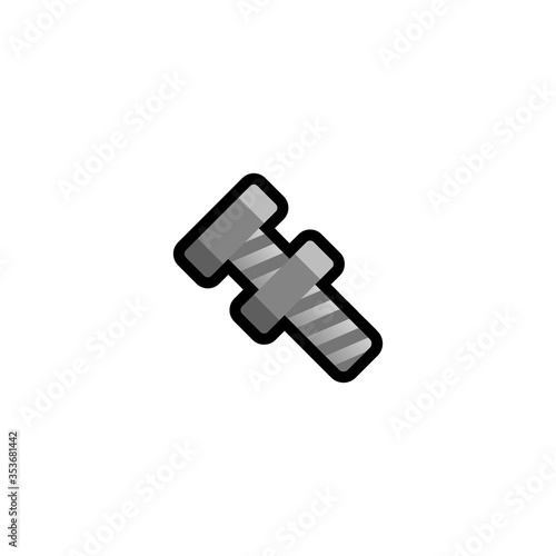 Nut and Bolt Vector Icon. Isolated Cartoon Style Emoji, Emoticon  Illustration	
