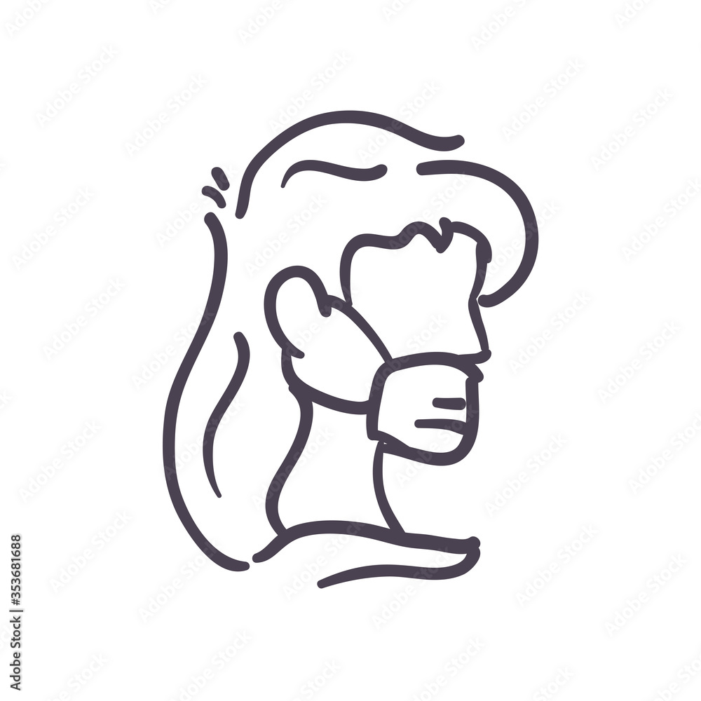 Obraz premium avatar woman with medical mask line style icon vector design