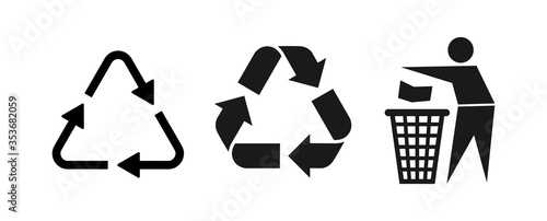 The universal recycling symbol isolated on white background. International recycling  symbols used on packaging.