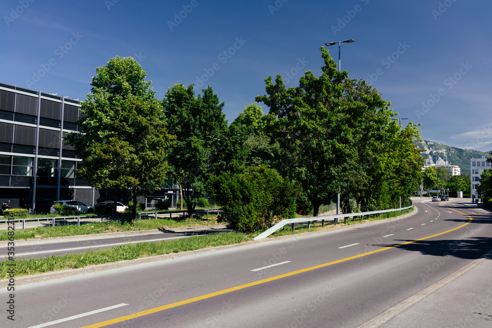 Highway on a sunny day on a background of blue sky. Highway on a sunny day on a background of blue sky.