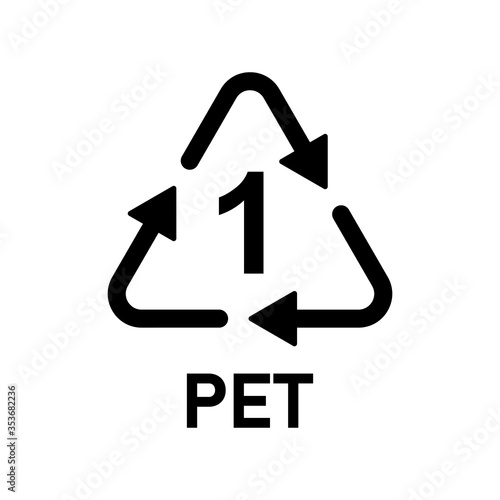 Plastic recycle symbol PET 1 vector icon. Plastic recycling code PET 1.