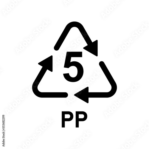 Plastic recycle symbol PP 5 vector icon. Plastic recycling code PP 5.