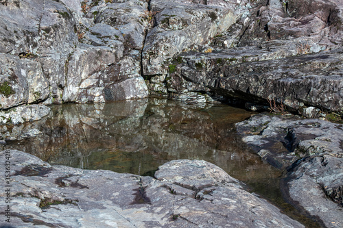 water pooled in rocks