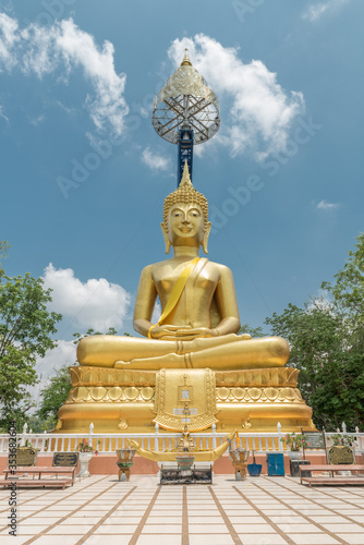 Buddha statue at the top of the mountain in Khao Kradong Forest 