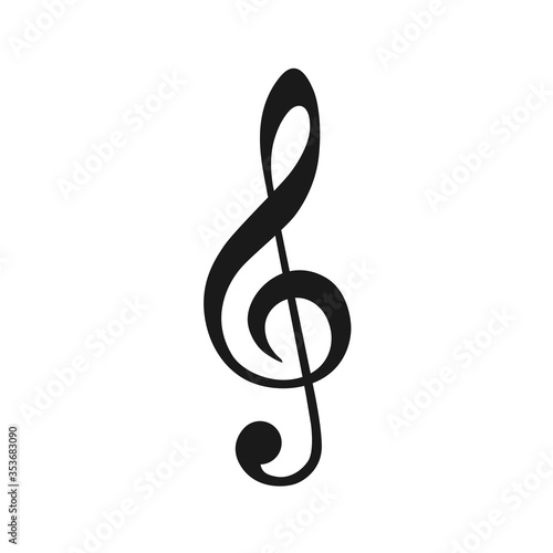 Treble clef vector icon isolated on white background.